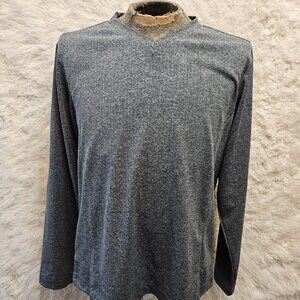 Devon&Jones Men's Gray V-Neck Pullover Sweatshirt Size: L